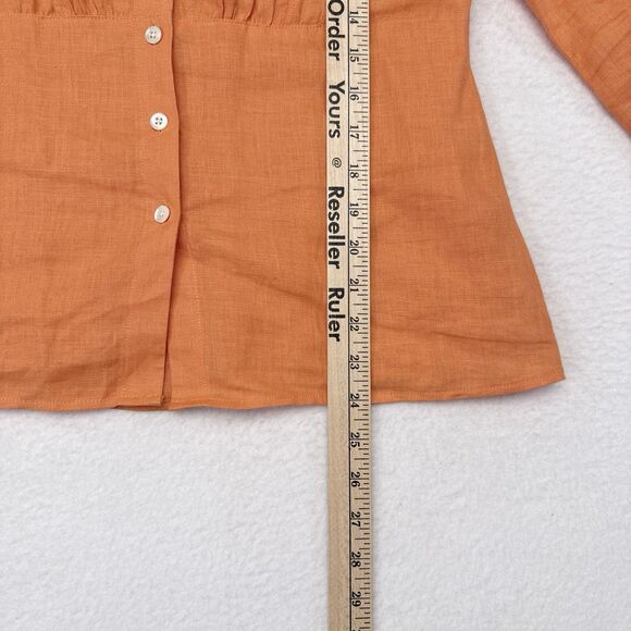 Talbots Linen Top Size 6 Orange Button Front Summer Thin Knit Beach 3/4 Sleeves - Picture 9 of 9